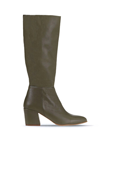 Bueno Shoes Cizme cu toc pentru femei din piele verde 01wr5104