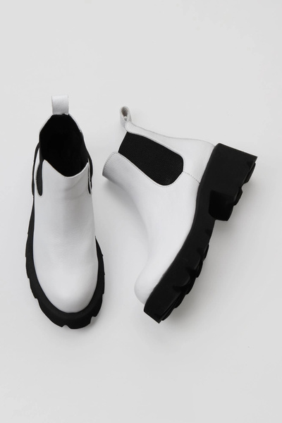 Bueno Shoes Cizme cu toc pentru femei din piele albă Flotter 01wt1705