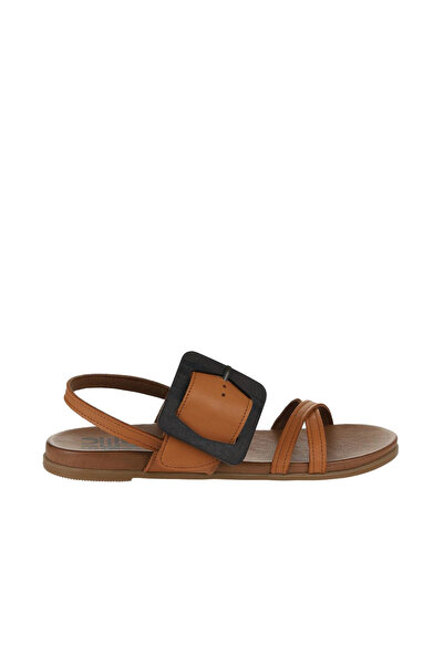 Bueno Shoes Ταν Δερμάτινα Γυναικεία Επίπεδα Σανδάλια 01wu4224
