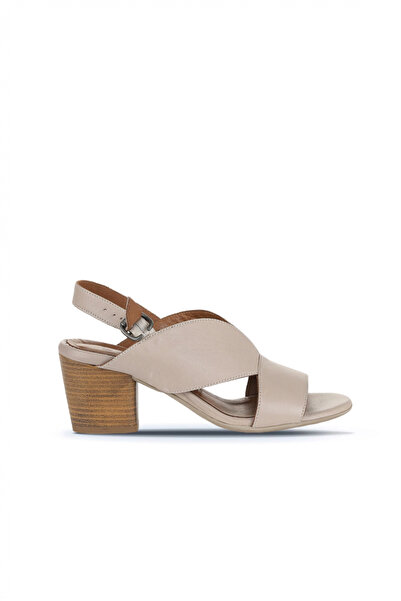 Bueno Shoes Sandale cu toc pentru femei din piele gri 01wn2603
