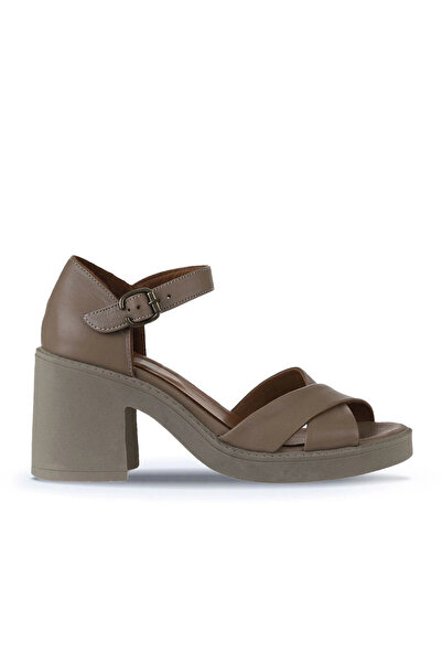 Bueno Shoes Gray Leather Women's Heeled Sandals 01Wy12501
