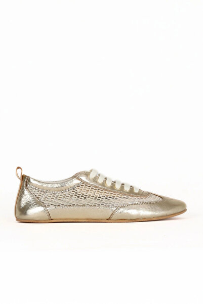 Bueno Shoes Balerini plati de damă din piele aurie strălucitoare 01we5501