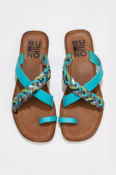 Bueno Shoes Flip-flops de damă din piele multicoloră turcoaz 01wu3419