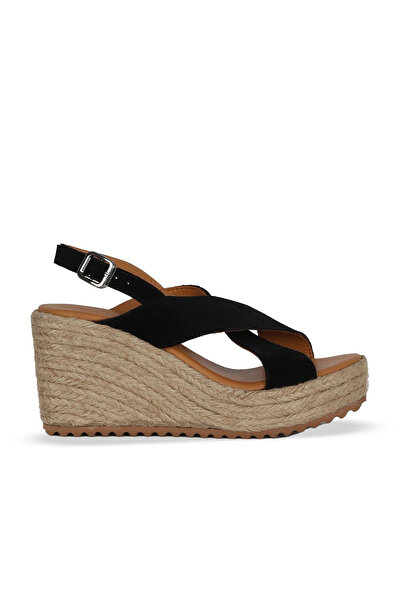 Bueno Shoes Μαύρα σουέτ γυναικεία πέδιλα με τακούνι 14ws72503