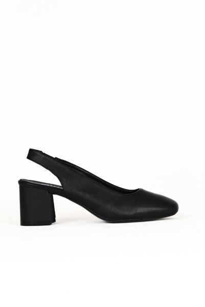 Bueno Shoes حذاء بكعب نسائي من الجلد الأسود 01we5600