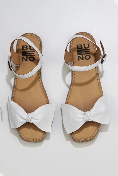 Bueno Shoes Sandale espadrille de damă din piele albă 01wu5206