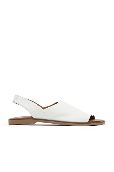Bueno Shoes Λευκά Δερμάτινα Γυναικεία Flat Σανδάλια 01wa5706