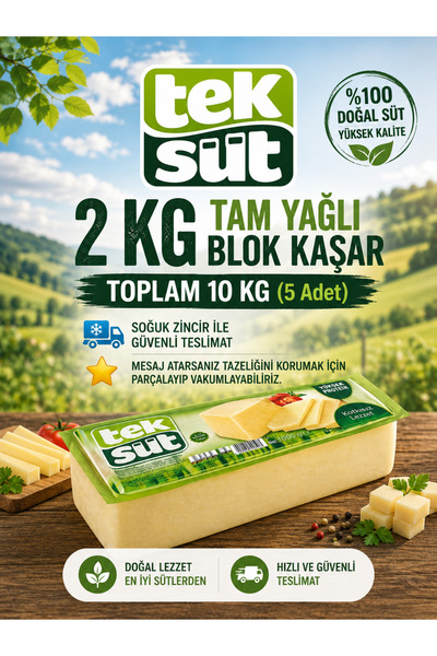 Teksüt Tam Yağlı Blok Kaşar 2kg x 5 adet