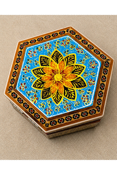 Arsita İran’ın El İşlemesi Hatem Mücevher Kutusu ,altigen 8x 11 cm