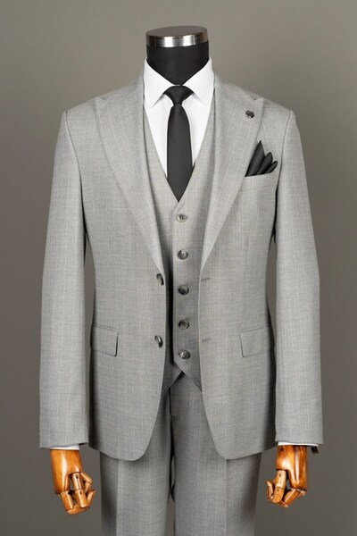 Terzi Ayhan Classics Yelekli Takım Elbise Gri Slimfit –SlimFit 1 beden büyük ...