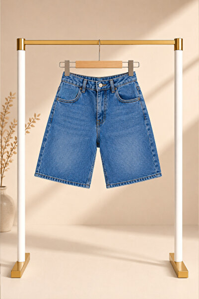 poozkids Unisex Çocuk Denim Şort – Yıkamalı Rahat Kesim Jean Şort