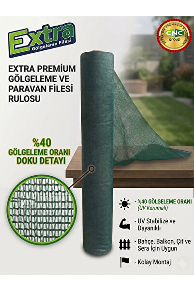 Extra YEŞİL GÖLGELEME FİLESİ %40 GÖLGELEME - 30 GR/M2 - 4 MT. X 8 MT