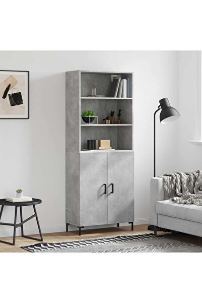 Concept Dulap înalt, gri beton, 69,5x34x180, lemn compozit