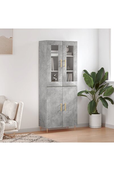 Concept Dulap înalt, gri beton, 69,5x34x180, lemn compozit