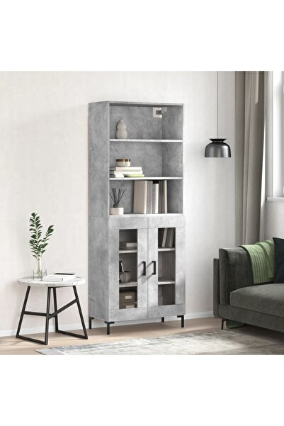 Concept Dulap înalt, gri beton, 69,5x34x180, lemn compozit