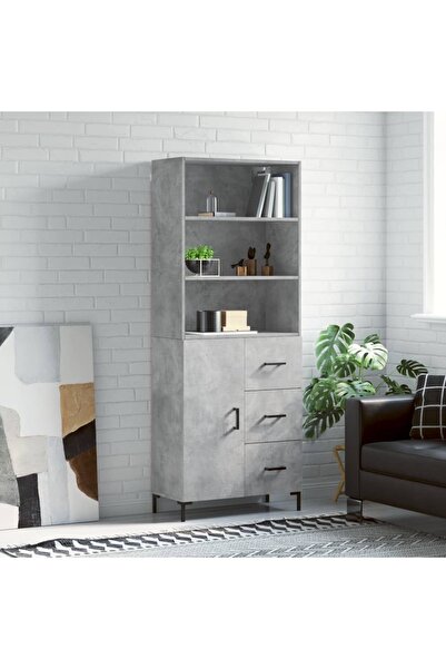 Concept Dulap înalt, gri beton, 69,5x34x180, lemn compozit