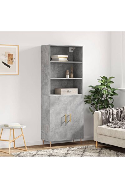 Concept Dulap înalt, gri beton, 69,5x34x180, lemn compozit