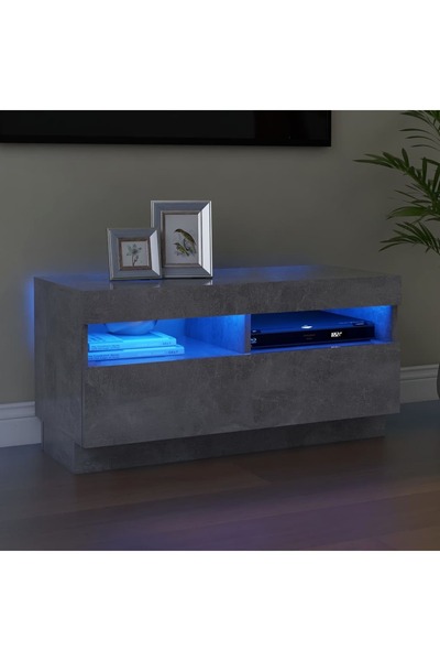 Concept Comodă TV cu lumini LED, gri beton, 80x35x40 cm