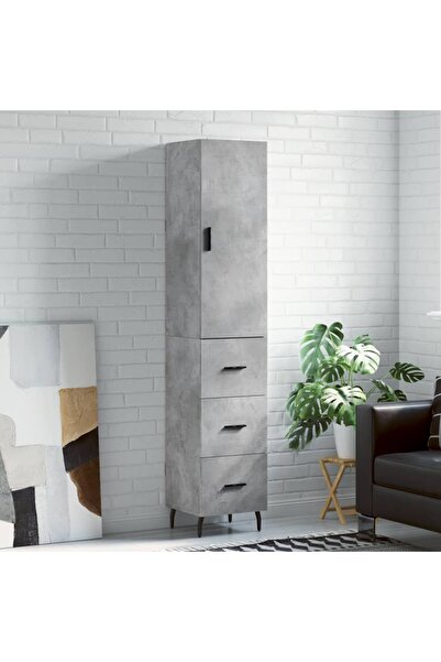 Concept Dulap înalt, gri beton, 34,5x34x180 cm, lemn prelucrat