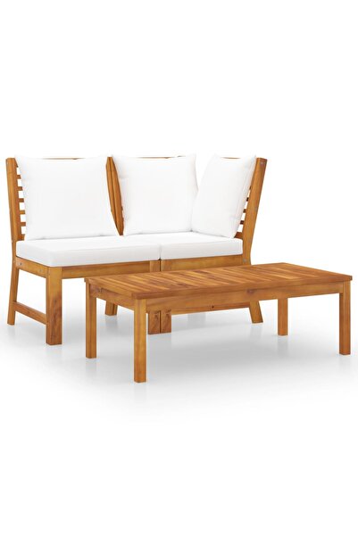 Concept Set mobilier de grădină, 3 piese, perne crem, lemn masiv acacia