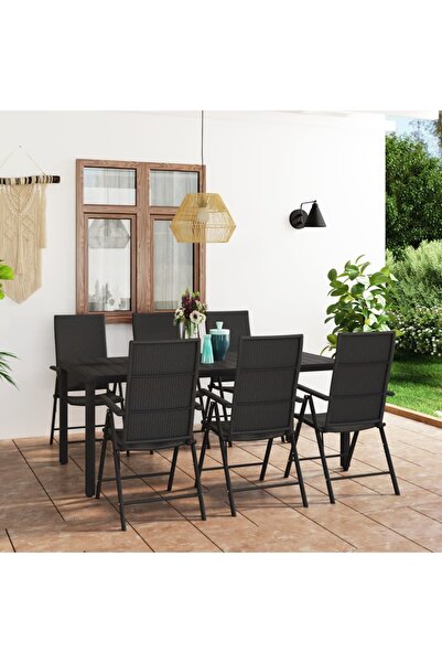Concept Set mobilier de grădină, 7 piese, negru