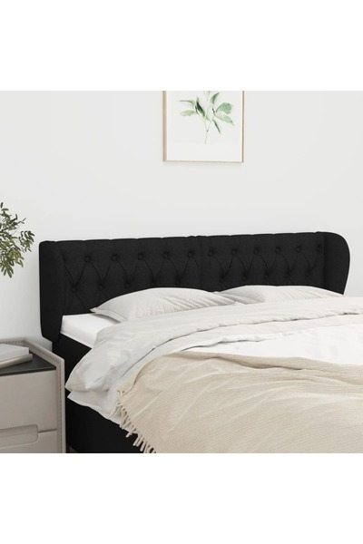 Concept Tăblie de pat cu aripioare negru 147x23x78/88 cm textil