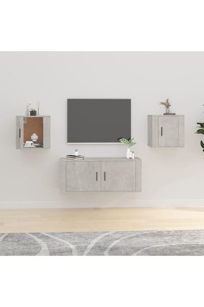 Concept Dulapuri TV montate pe perete, 2 buc., gri beton, 40x34,5x40 cm