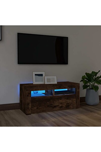 Concept Comodă TV cu lumini LED, stejar fumuriu, 90x35x40 cm