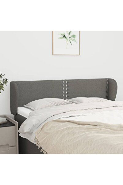 Concept Tăblie de pat cu aripioare gri închis 147x23x78/88 cm textil
