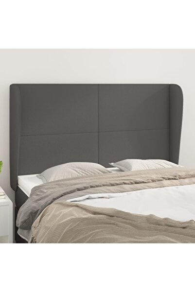 Concept Tăblie de pat cu aripioare gri 147x23x118/128 cm piele