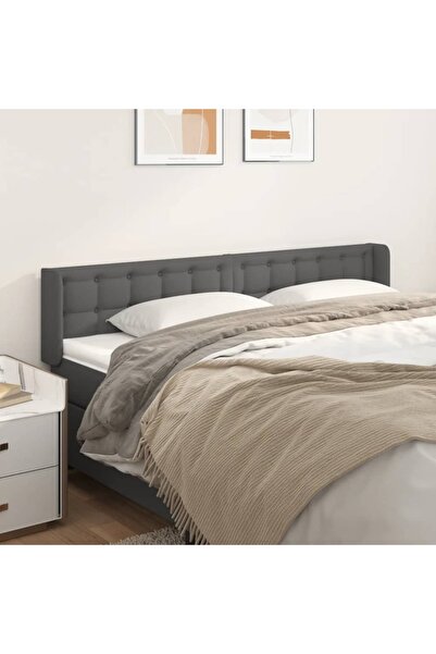 Concept Tăblie de pat cu aripioare gri 203x16x78/88 cm piele ecologică