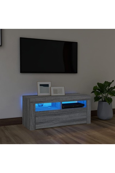 Concept Comodă TV cu lumini LED, gri sonoma, 90x35x40 cm