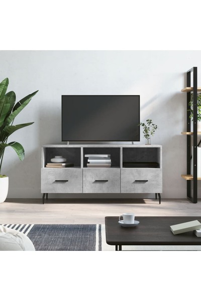 Concept Dulap TV, gri beton, 102x36x50 cm, lemn prelucrat