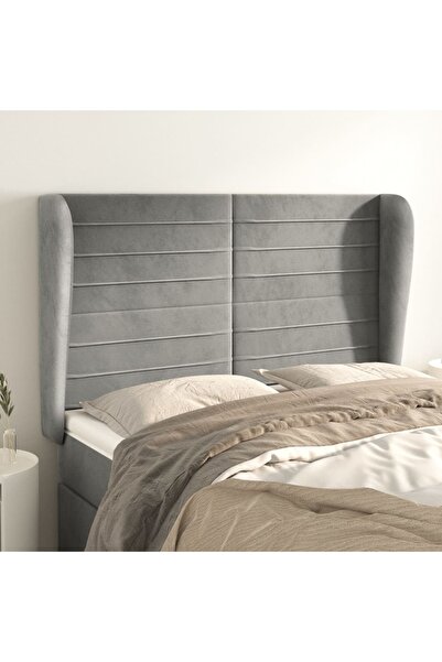 Concept Tăblie de pat cu aripioare gri deschis 147x23x118/128cm catifea