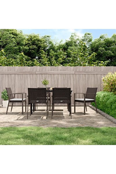 Concept Set mobilier de grădină cu perne, 7 piese, poliratan și oțel