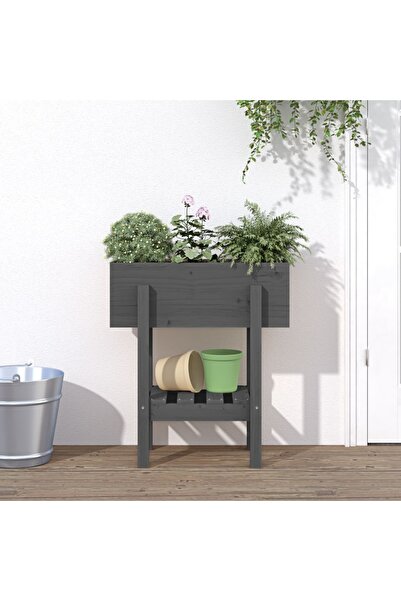 Concept Jardinieră de grădină, gri, 62x30x69 cm, lemn masiv pin