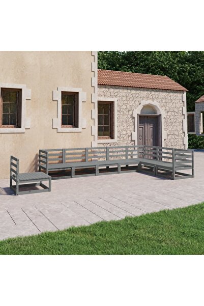 Concept Set mobilier de grădină, 8 piese, gri, lemn masiv de pin