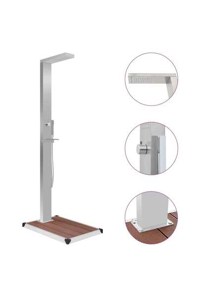 Concept Duș de exterior cu cădiță, WPC și oțel inoxidabil