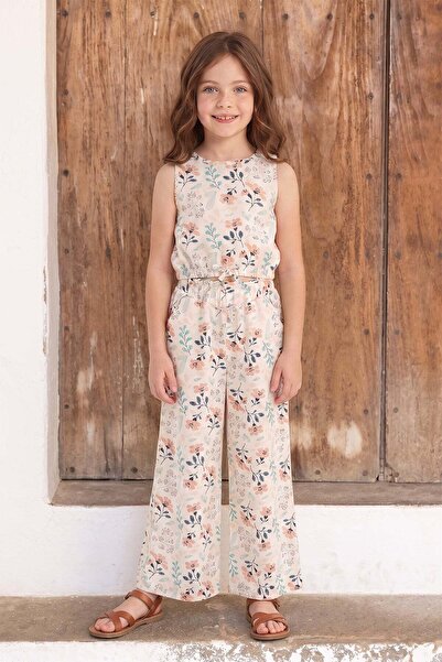 Fulla Moda Floral Patterned 2-Piece Set for Girls with Elastic Waist