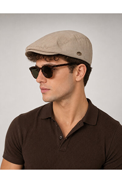 Zeramine 2024 Bej Erkek London Kasket – Yazlık Flat Cap İngiliz Şapka Modeli