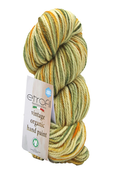 Etrofil Fir de tricotat vintage organic, vopsit manual, Wild Forest, 100% lân...
