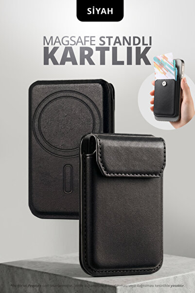 Pequip Manyetik Telefon Kartlığı 3 Bölmeli Magsafe Uyumlu Yapışmalı Kart Cüzdanı