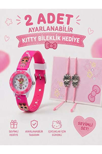 Ct LOL Bebek Benzeri Ayarlanabilir Kordonlu Kız Çocuk Saati + 2 Adet Figürlü ...