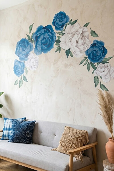 KT Decor ملصق حائط عملاق على شكل زهور الفاوانيا الملونة