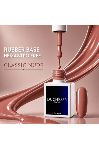 Duchesse Nails Bază de cauciuc FĂRĂ HEMA și TPO, Nuanță Nude Clasic, 10 ml