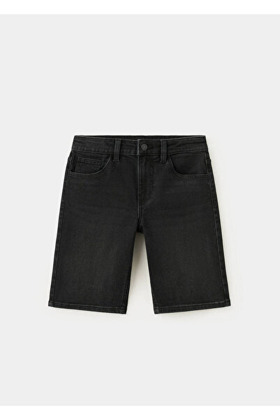 MANGO Kids Düz denim Bermuda şort