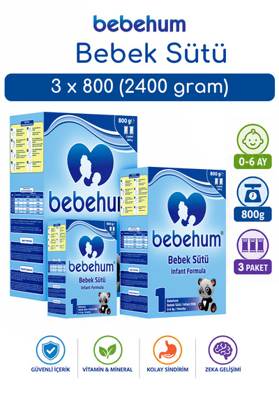 bebehum 1 Numara Bebek Sütü 0-6 Ay 800 gr x 3 Adet (2400 gr)