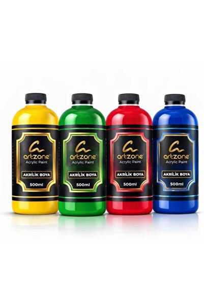 Artzone 4 Renk Akrilik Boya Seti 4x500ml.