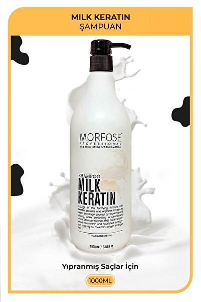 Morfose Keratin Sütü Şampuan 1000 ml-Saç Dökülmesini Önleyen, Yumuşak ve Güze...