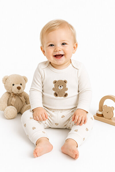 İZYALİF BABY Bebek 2li Pamuklu Alt-Üst Takım %100 Pamuk Çıtçıtlı Mevsimlik